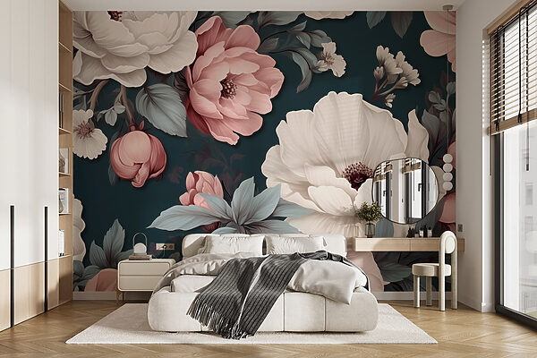Floral pattern with white and pink flowers Floral pattern with white and pink flowers