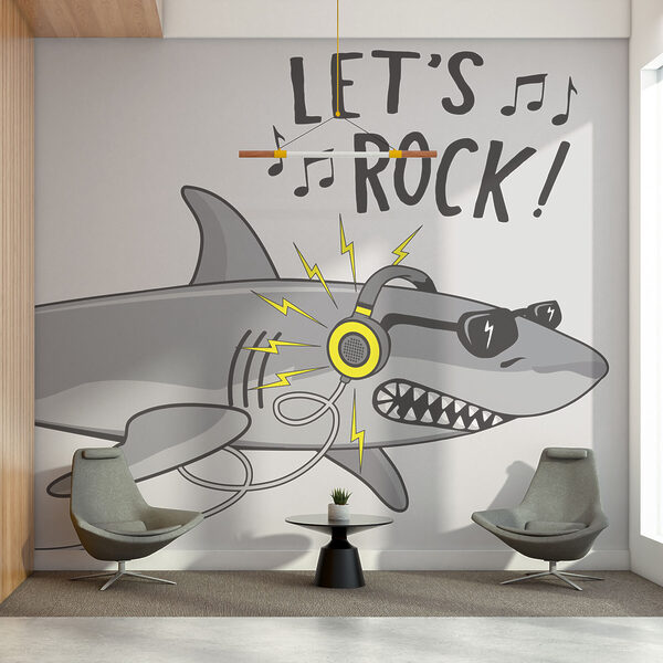 Cartoon shark with headphones Cartoon shark with headphones