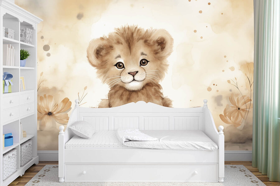 Wall murals Watercolor of a lion cub - Image 3