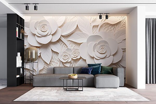 White paper flowers and leaves White paper flowers and leaves
