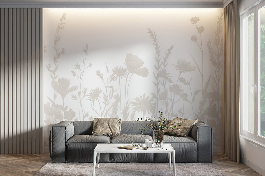 White background with flowers