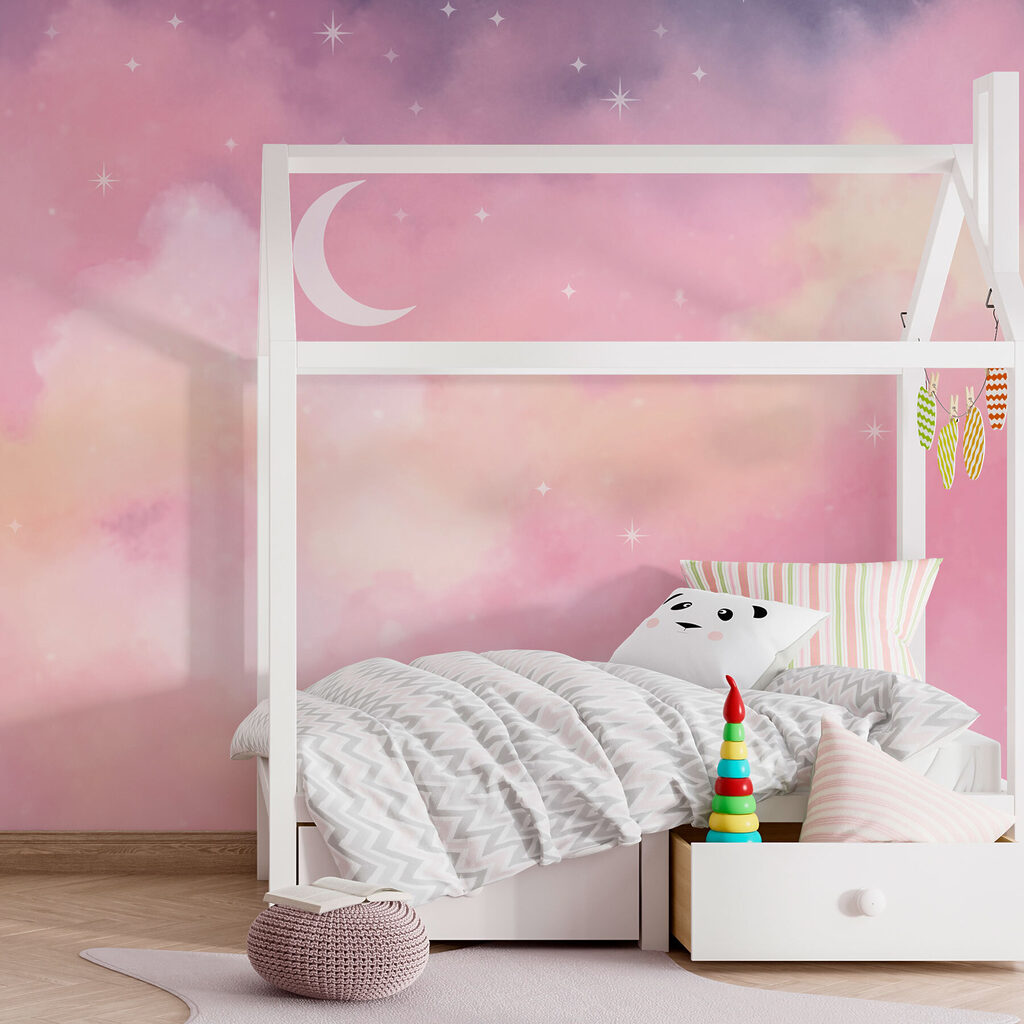 Moon and stars in the sky