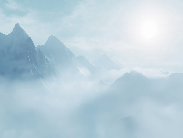 Mountain range with clouds and the sun Mountain range with clouds and the sun