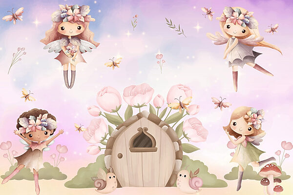 Group of fairies flying in the air Group of fairies flying in the air