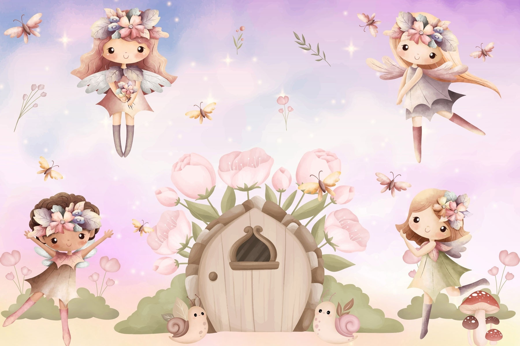 Group of fairies flying in the air Group of fairies flying in the air