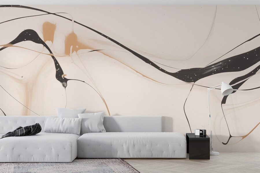 Wall murals Black and tan paint on a white surface - Image 2