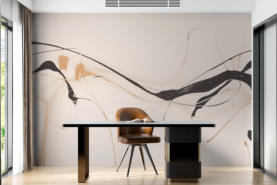 Wall murals Black and tan paint on a white surface - Image 3
