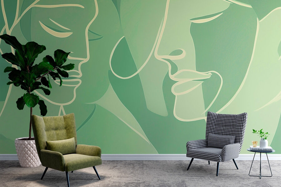 Wall murals Drawing of a woman’s face - Image 3