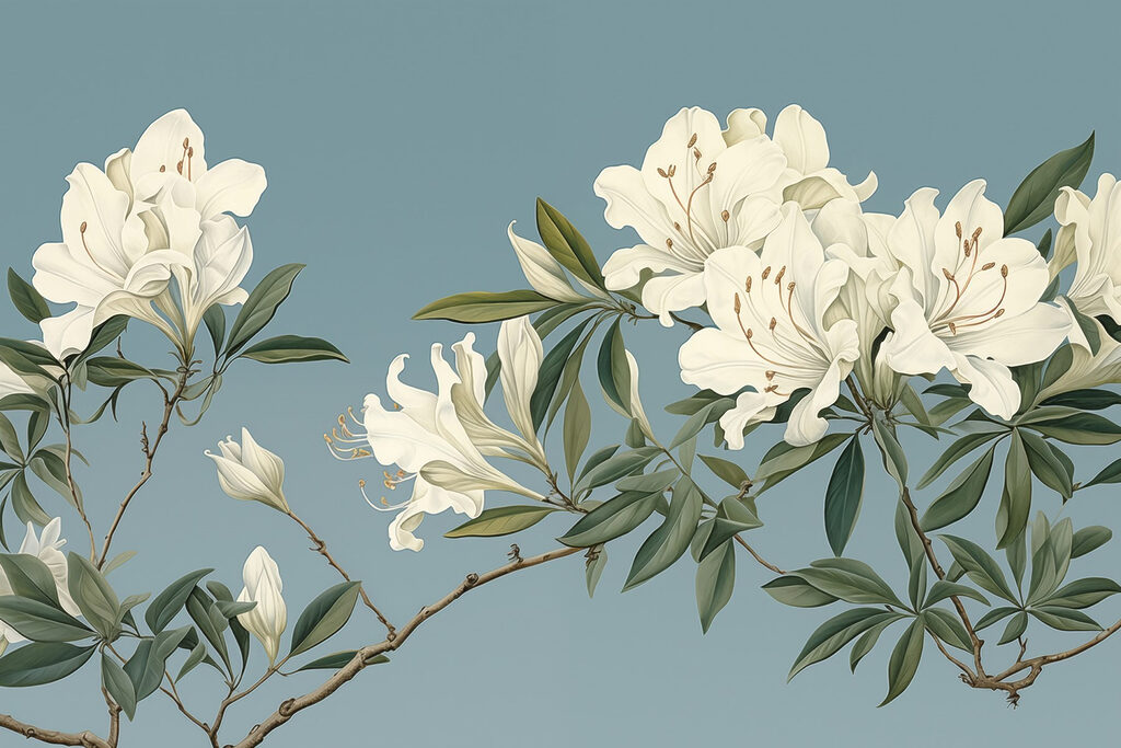White flowers on a branch White flowers on a branch
