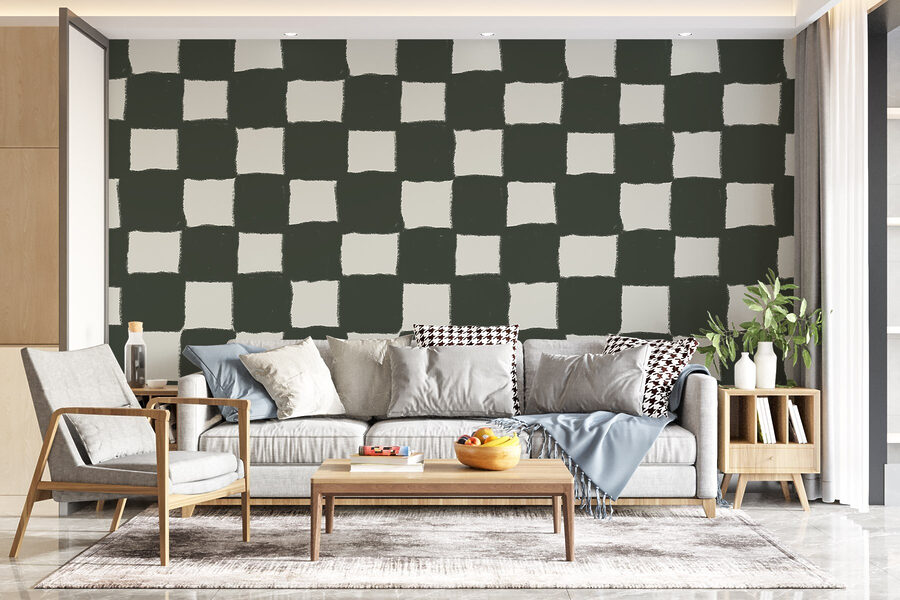 Wall murals Black and white checkered pattern - Image 2