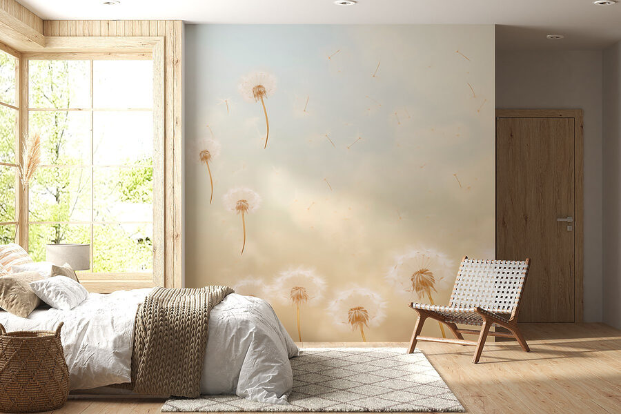 Dandelions blowing in the wind