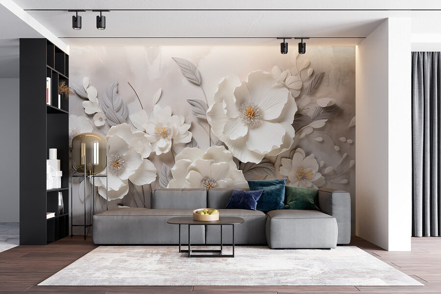 White flowers on a wall