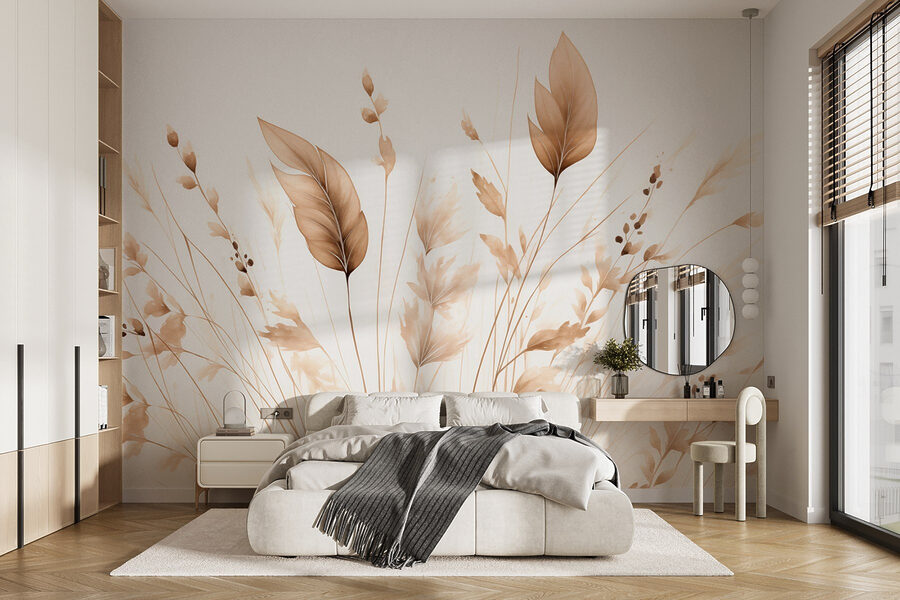 Wall murals Delicate leaves grace a soft backdrop - Image 5