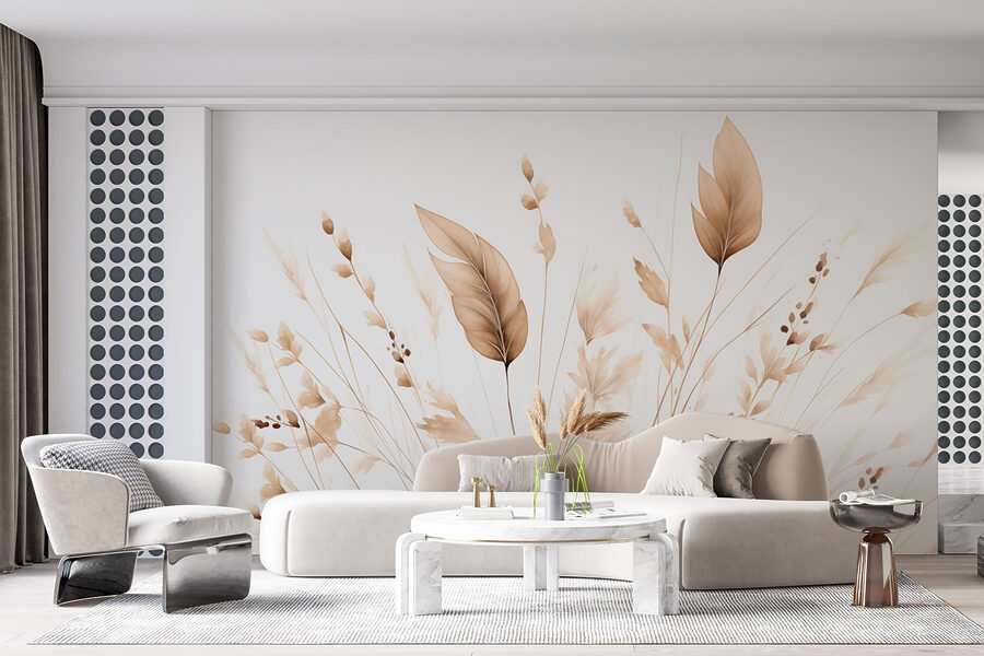 Wall murals Delicate leaves grace a soft backdrop - Image 2