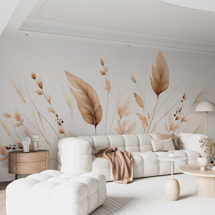 Wall murals Delicate leaves grace a soft backdrop - Image 3