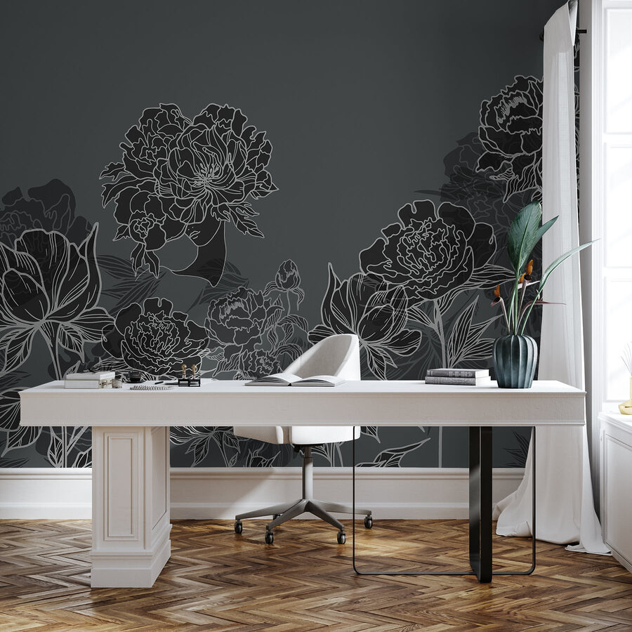 Wall murals Group of flowers on a gray background - Image 2