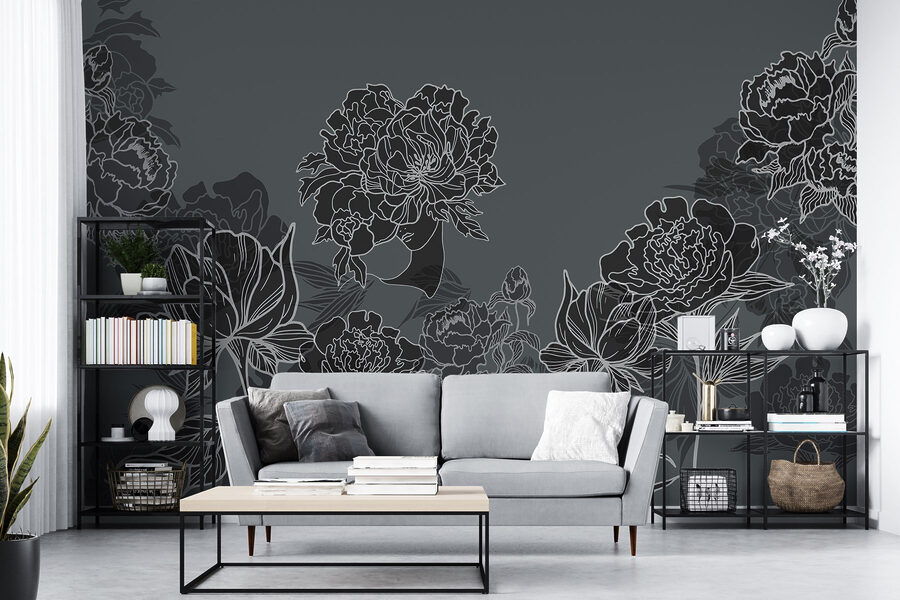Wall murals Group of flowers on a gray background - Image 3
