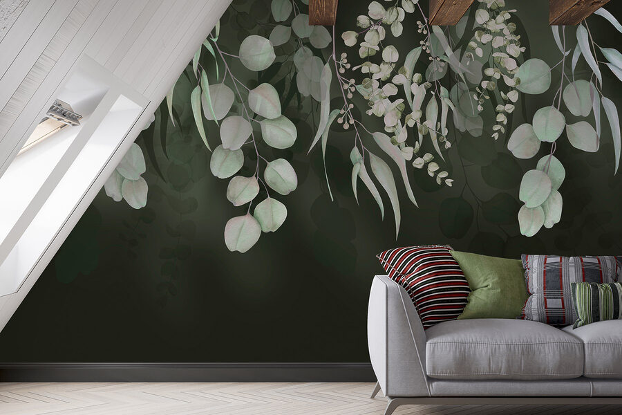 Delicate leaves on a dark backdrop