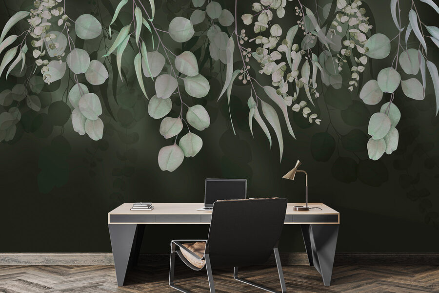 Delicate leaves on a dark backdrop