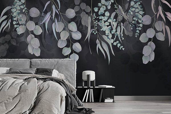 Graceful leaves against dark backdrop Graceful leaves against dark backdrop