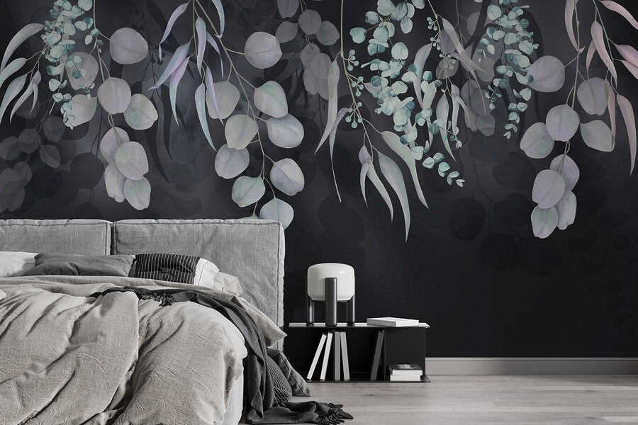 Graceful leaves against dark backdrop