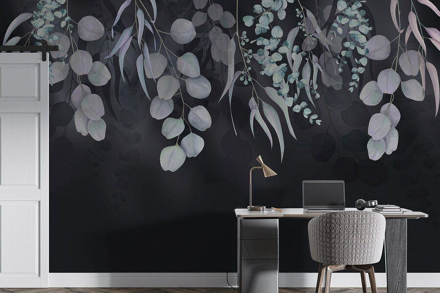 Graceful leaves against dark backdrop