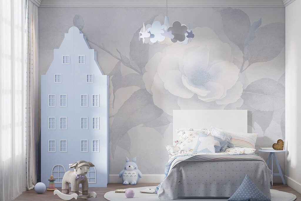 White flower with leaves