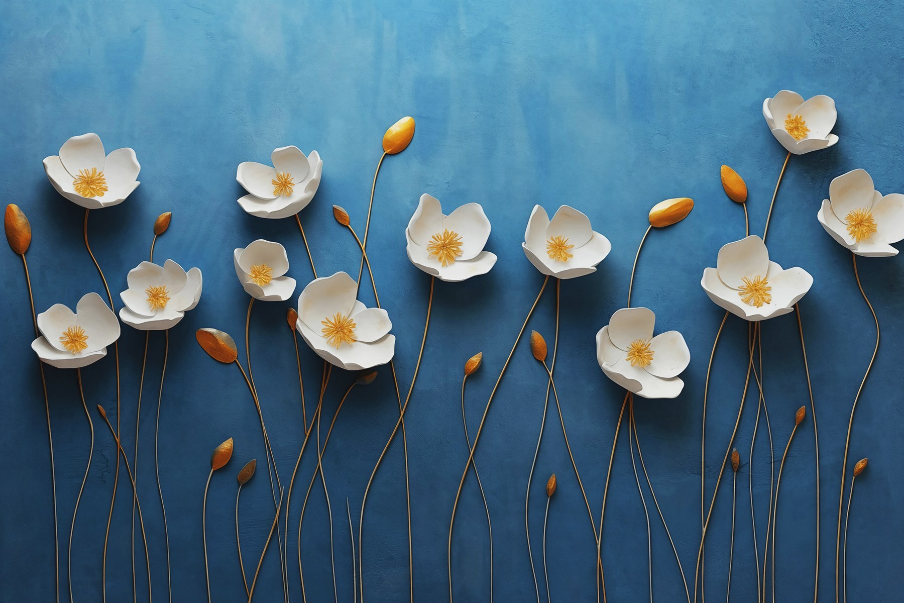 Group of white flowers on a blue background Group of white flowers on a blue background