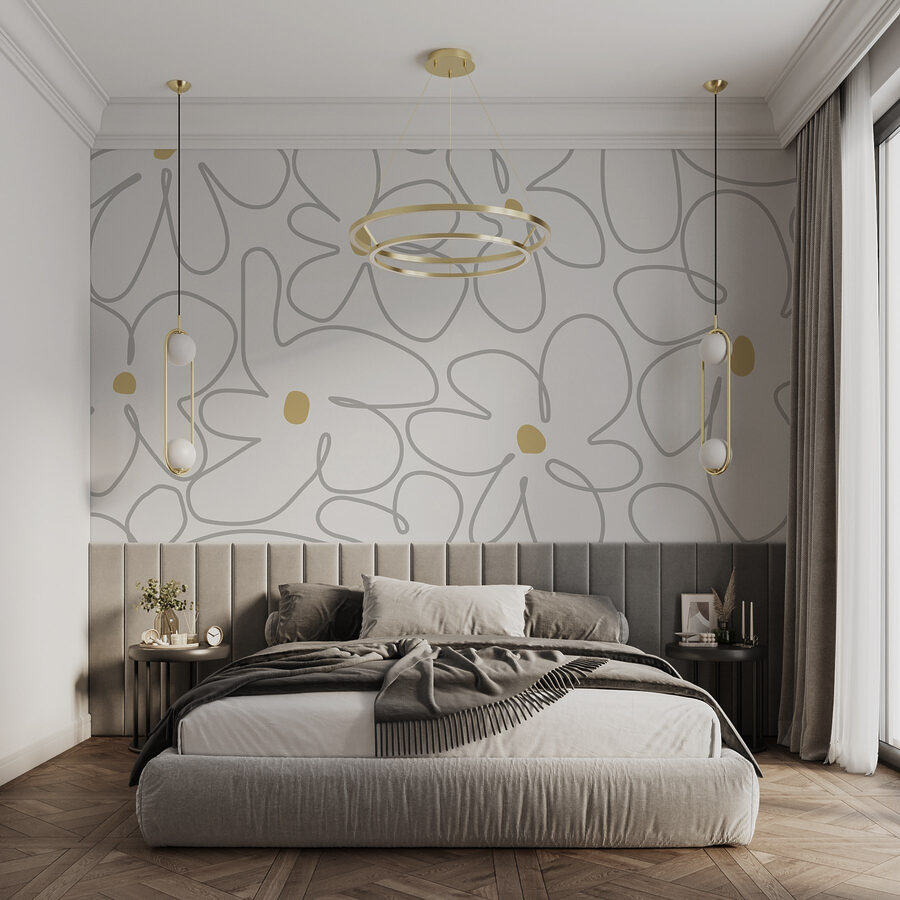 Wall murals Pattern of flowers on a white background