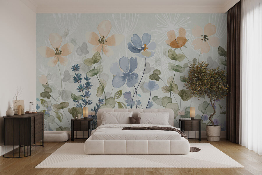 Painting of flowers and leaves