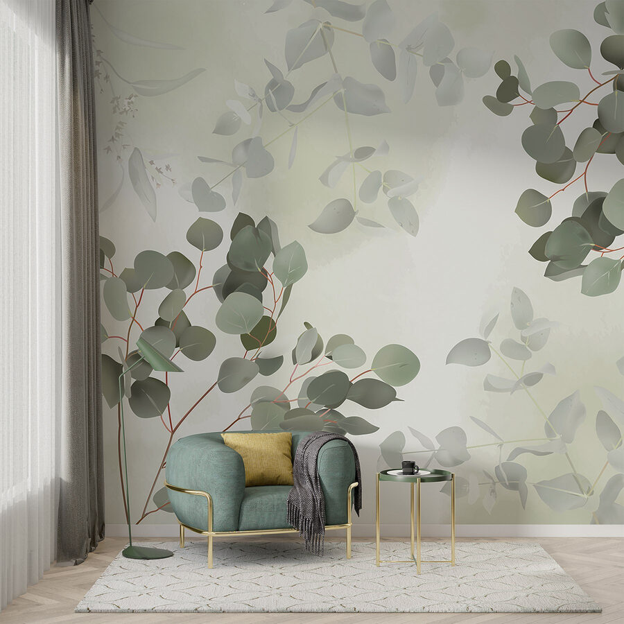 Soft greenery against a gentle backdrop.