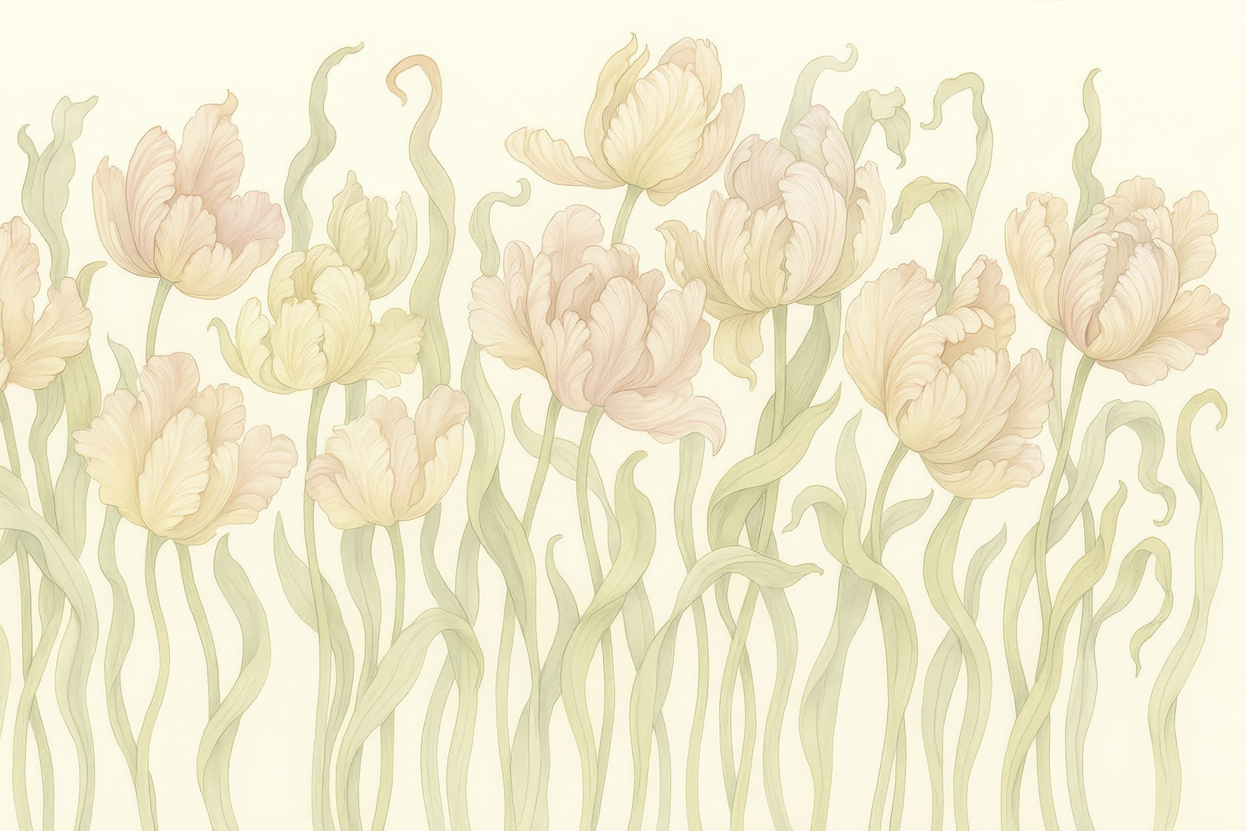 Delicate tulips in soft hues