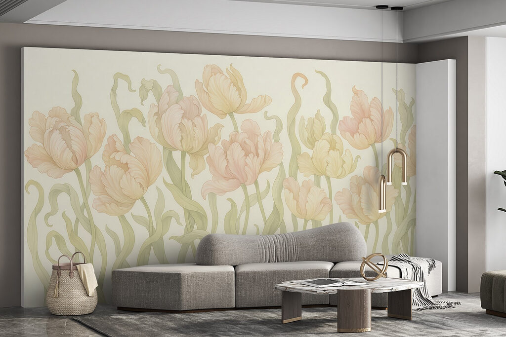 Delicate tulips in soft hues