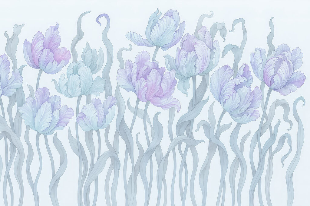 Group of flowers with leaves Group of flowers with leaves