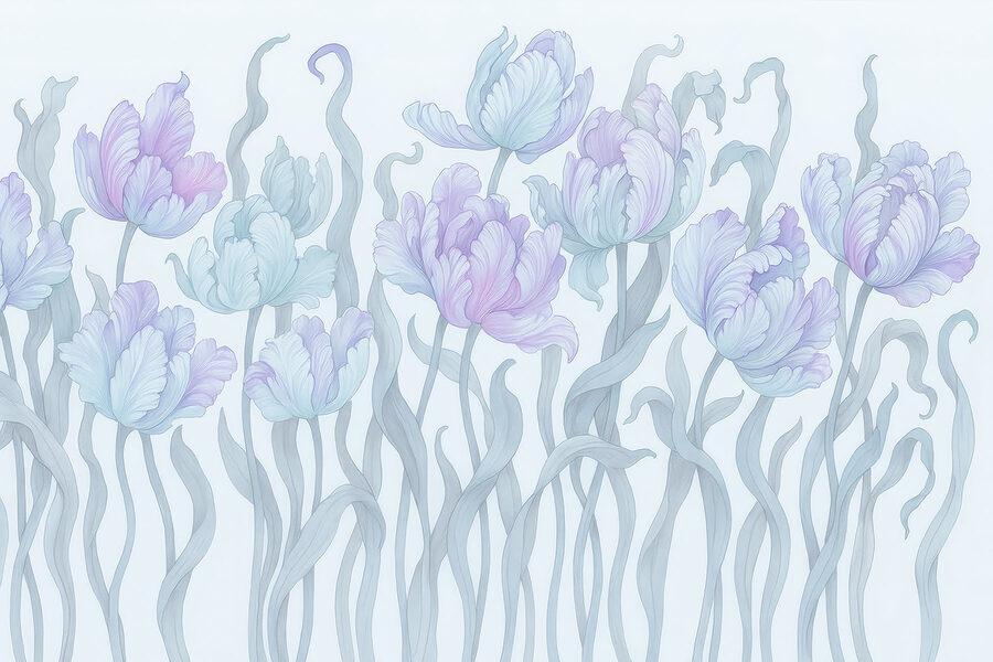 Group of flowers with leaves