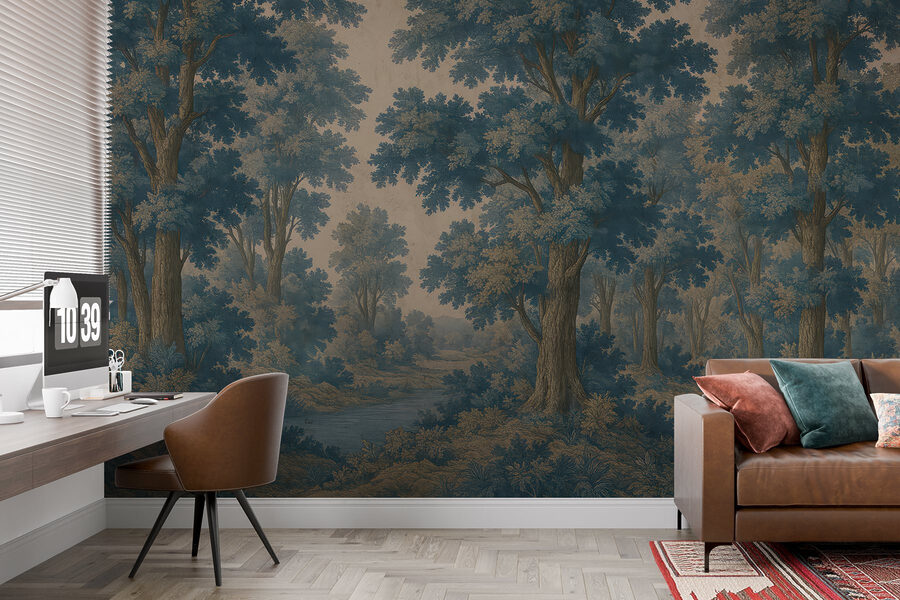 Wall murals Painting of trees and a river - Image 2