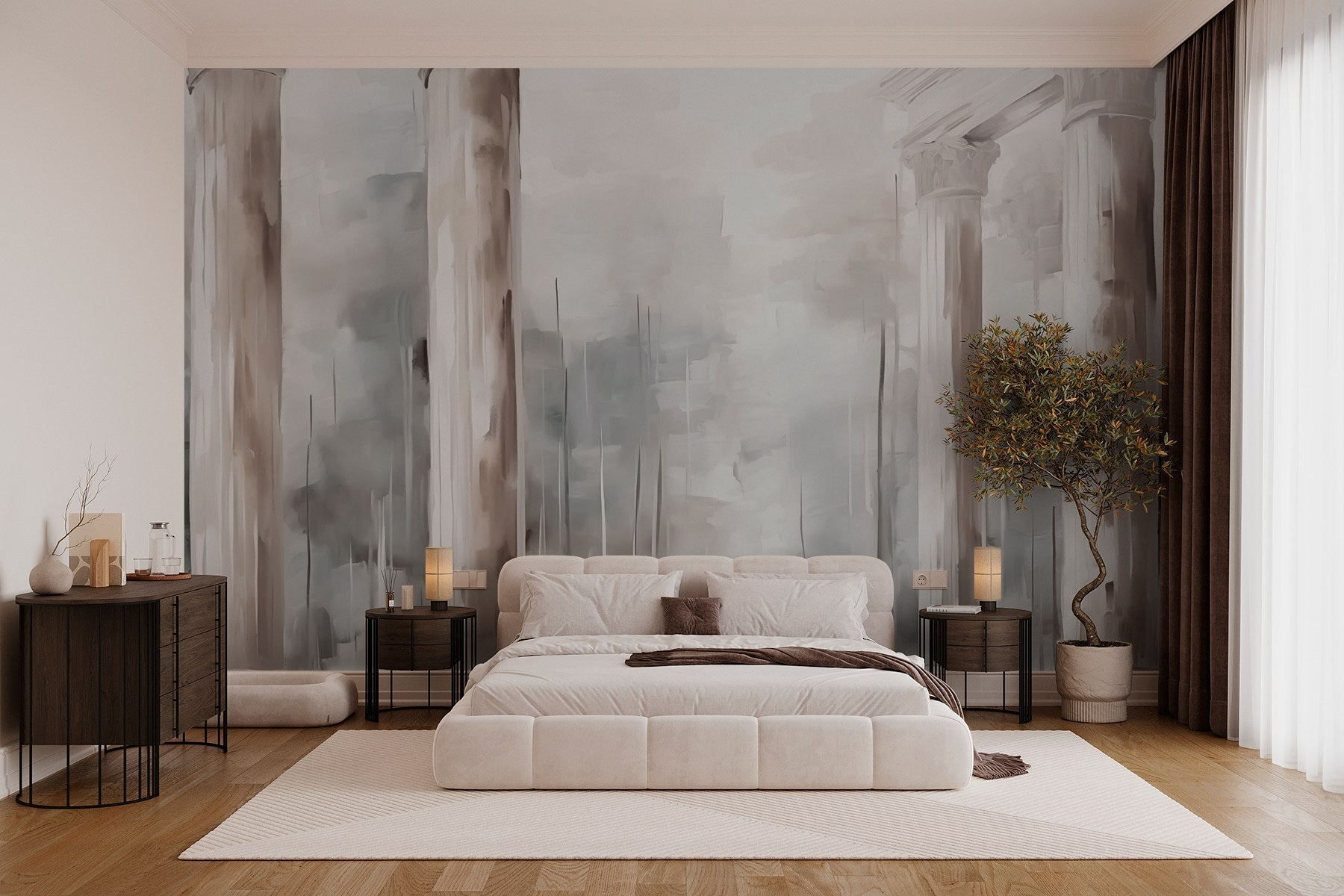 Painting of a building with columns