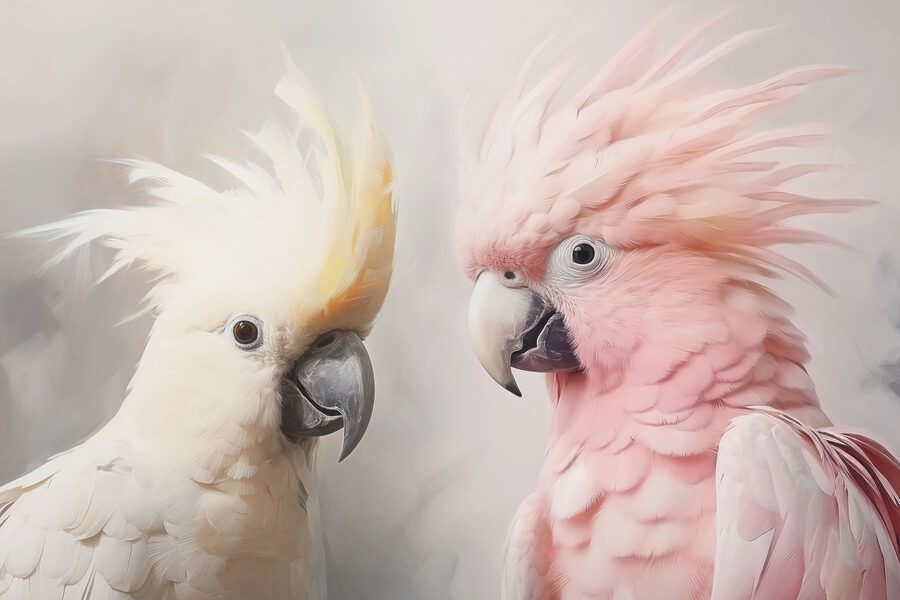 Elegant birds in soft colors.