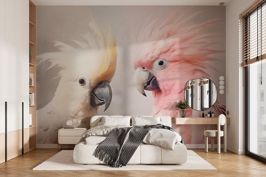 Elegant birds in soft colors.