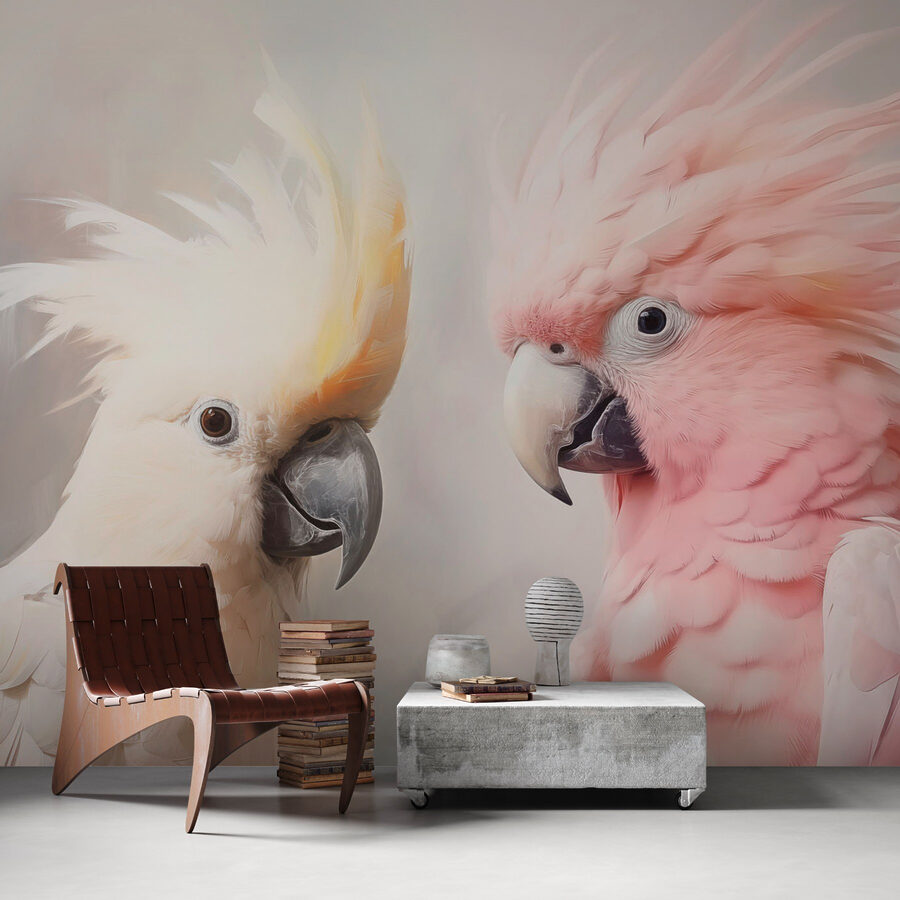 Elegant birds in soft colors.