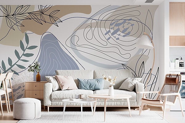 Abstract shapes and leafy accents. Abstract shapes and leafy accents.