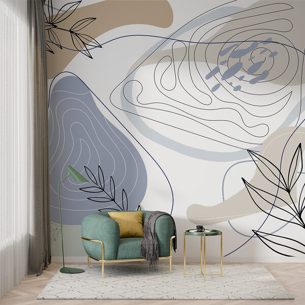 Abstract shapes and leafy accents. Abstract shapes and leafy accents.