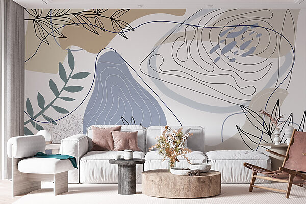 Abstract shapes and leafy accents. Abstract shapes and leafy accents.