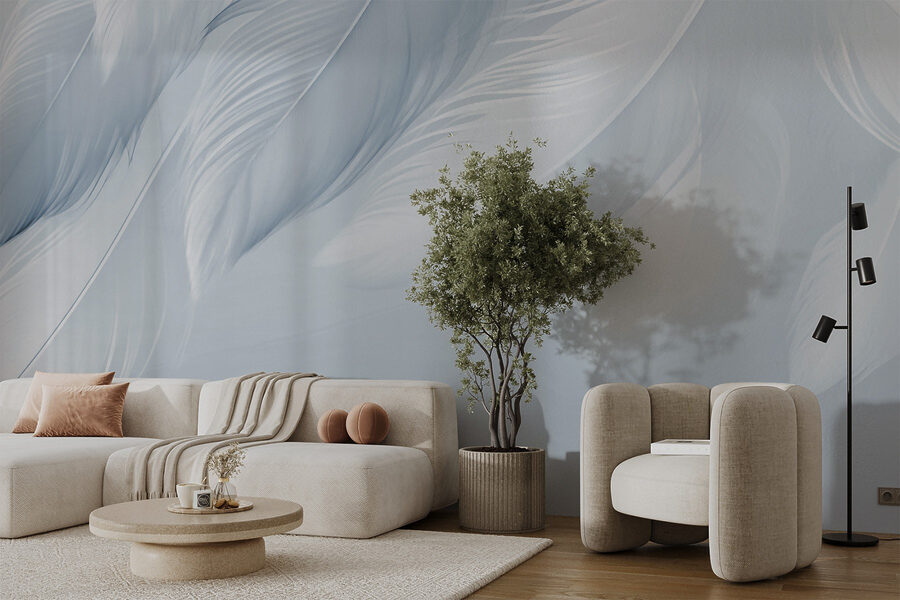 Wall murals White feathers on a white background - Image 2