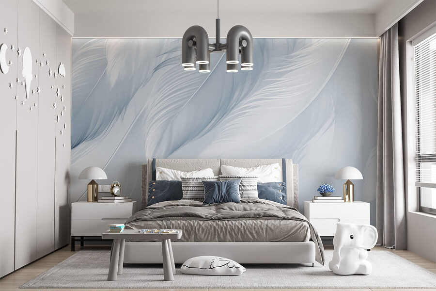 Wall murals White feathers on a white background - Image 3