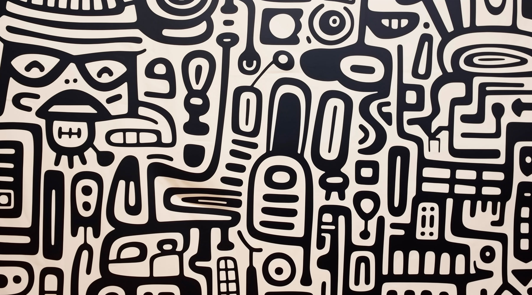 Black and white pattern on a white surface Black and white pattern on a white surface