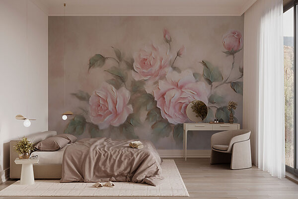 Painting of pink roses Painting of pink roses