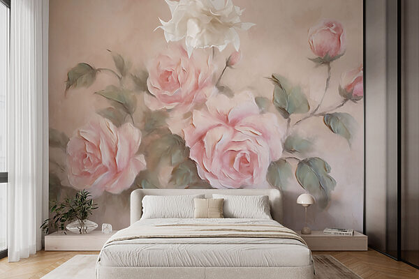Painting of pink roses Painting of pink roses
