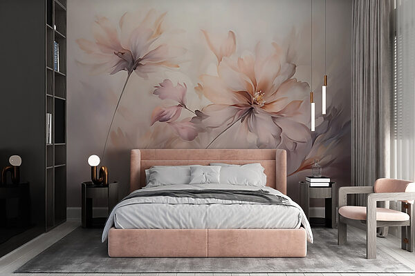 Painting of flowers on a white background Painting of flowers on a white background