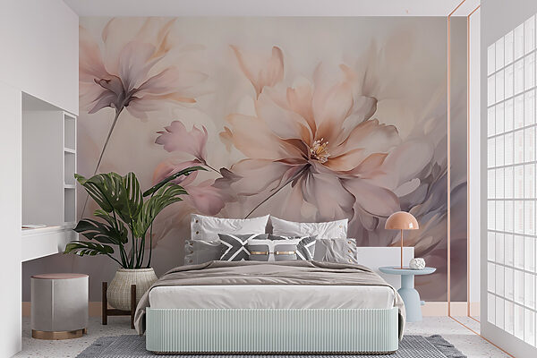 Painting of flowers on a white background Painting of flowers on a white background